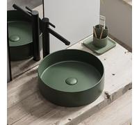 Bathroom Sink, Bathroom Vessel Sink Modern Simple Ceramic Basin Resistant to Scratches Washbasin Countertop Art Basin Easy to Clean for Garden Washroom Bars Lavatory Hotel RV Balcony (Green