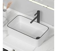 Bathroom Sink, Bathroom Vessel Sink Modern Simple Washbasin Ceramic Washbasin Easy to Install Scratch to Resistant Sink Countertop Art Basin Side Drain Hotel for Balcony Garden Restauran (Wh