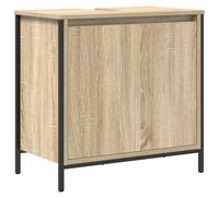 Bathroom Basin Cabinet Sonoma Oak 60x34.5x60 cm Engineered Wood Steel 1 Door Top