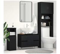 Bathroom Sink Cabinet Black Oak 80x33x60cm Engineered Wood Drawer Door For Bath