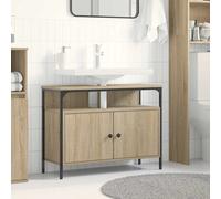 Bathroom Sink Cabinet Brown Engineered Wood 80x30x60cm 2-Door Minimal Slimline