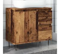 Bathroom Sink Cabinet Old Wood 65x33x60cm Engineered-Wood Drawer Hairpin Legs UK