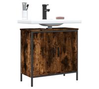 Bathroom Sink Cabinet Smoked Oak 60x30x60cm Engineered Wood 2-Door Wall-Mounted