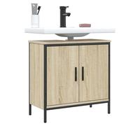 Bathroom Sink Cabinet Sonoma Oak 60x30x60cm Engineered Wood Wall-Mount 2-Door