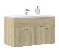 Bathroom sink cabinet, Sonoma oak 90x38.5x46cm Engineered wood 2 doors storage.