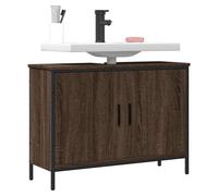 Bathroom Sink Cabinet Wall-Mounted Brown Oak 80x30x60cm Engineered Wood 2-Doors