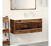 Bathroom Sink Cabinet with Built-in Basin Old Wood Engineered Wood Berkfield Home Brown One Size