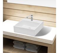 Bathroom Sink Ceramic White 380 x 300 x 115 mm Square Above Counter Basin Modern