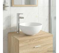 Bathroom Sink Chrome Metal Square 32x32x13cm w/ Faucet & Quick Drain Indoor Use