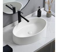 Bathroom Sink Cloakroom Basin, Rectangular Hand Wash Basin Classic Design Gloss Countertop Sink for Balcony Bedroom Living Room(54x34.5x14cm)