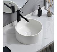 Bathroom Sink Cloakroom Basin, Rectangular Hand Wash Basin Classic Design Gloss Countertop Sink for Balcony Bedroom Living Room(36x36x14cm)