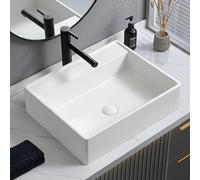 Bathroom Sink Cloakroom Basin, Rectangular Hand Wash Basin Classic Design Gloss Countertop Sink for Balcony Bedroom Living Room(52x42x13cm)