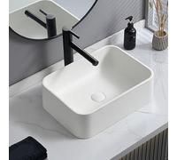 Bathroom Sink Cloakroom Basin, Rectangular Hand Wash Basin Classic Design Gloss Countertop Sink for Balcony Bedroom Living Room(45x32.5x14cm)