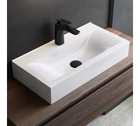 Mai & Mai Bathroom Sink Basin Countertop Wash Basin | Ceramic Rectangular White Wall Hung | Modern Design Bathroom Vessel Sink | WDH：61x31x10cm | Nano-Coating Brüssel118