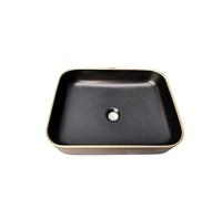Bathroom Sink Countertop Black Ceramic Wash Basin Modern Minimalist Above Counter Bathroom Balcony Single Square Laundry Pool Counter Basin