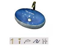 Bathroom Sink Countertop Household Large Size Single Basin Ceramic Retro Above Counter Round Bathroom Art Wash Counter Basin