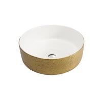 Bathroom Sink Countertop Retro Household Golden Round Sink Light Luxury Texture Pattern Bathroom Above Counter Basin Balcony Wash Counter Basin