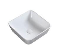 Bathroom Sink, Countertop s Square 13.7"x13.7" Above Counter Ceramic Vessel Sink White Vanity Sink Basin for Bathroom Hotel Apartment Bathroom Vanity Sinks Basin
