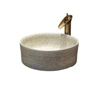 Bathroom Sink Creative Art Countertop Basin Simple Retro Round Outdoor Patio Hand Wash High Temperature Ceramic Countertop Basin