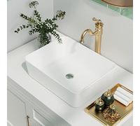 Bathroom Sink, DeerValley Ceramic Rectangular Bathroom Vessel Basin, White Cloakroom Hand Wash Basin for Bathroom 47.5 x 37.5 x 13cm