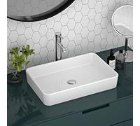Bathroom Sink, DeerValley Ceramic Rectangular Bathroom Vessel Basin, White Cloakroom Hand Wash Basin for Bathroom 47.5 x 37.5 x 13cm