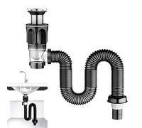 Bathroom Sink Drain Kit, Flip Style Waste with Flexible Waste Pipe, Universal Bathroom Sink Waste Kit Kitchen Sink Wastes Kit Odour-Proof and Leakproof for Bath Wash Basin Kitchen