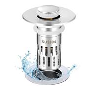 Bathroom Sink Drain Stopper, Universal Pop Up Drain for Bathroom Sink Replacement, Sink Drain Cover with Anti-Clogging Filter Basket Hair Catcher, 2 Pack Sink Drain Strainer for 1.1-1.45 Inch
