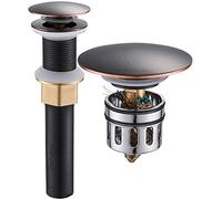 Bathroom Sink Drain, Vessel Sink Pop Up Drain with Detachable Basket Stopper,Anti-Explosion and Anti-Clogging Drain Strainer, Sink Drain Assembly Without Overflow Oil Rubbed Bronze, REGALMIX RWF082C