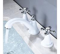 Bathroom Sink Faucet 3 Hole,Brass Bathroom Vanity Sink Faucet,Double Cross Handles Lavatory Basin Sink Mixing Faucet,2 Handles Vanity Tap with Hot and Cold Mixer,Chrome