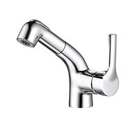 Bathroom Sink Faucet Adjustable Kitchen Mixer Tap with Pull-Down Sprayer 2-in-1 Hot and Cold Water Modern Black Design for Lavabo,Chrome