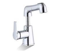 Bathroom Sink Faucet Brass Pull Out Sprayer Single Handle Single Hole Basin Mixer Tap with Aerator Rotate Faucet Vessel Sink Faucet Hot And Cold Water Bathroom Faucet,Chrome