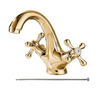 Bathroom Sink Faucet - Brass Single Hole Double, Handle Mixer Tap Water Control Fixture with 60cm Hose Hot Cold Replacement Part for Washing Room Lavatory Vanity Sink Home Bathroom Upgrade