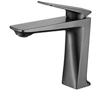 Bathroom Sink Faucet Deck Mount Brass Hot Cold Mixer Tap Black Brushed Gold Golden Gunmetal Single Lever Bagnolux (Color : Gun Gray)