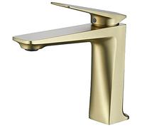 Bathroom Sink Faucet Deck Mount Brass Hot Cold Mixer Tap Black Brushed Gold Golden Gunmetal Single Lever Bagnolux (Color : Gold)