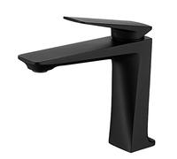 Bathroom Sink Faucet Deck Mount Brass Hot Cold Mixer Tap Black Brushed Gold Golden Gunmetal Single Lever Bagnolux (Color : Matte Black)