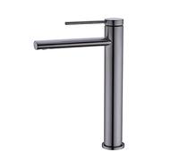 Bathroom Sink Faucet High Single Handle Basin Mixer Tap Brass Single Hole Vessel Sink Faucet Hot and Cold Water Aerator Bathroom Faucet Countertop Installation, Gray Heavy Duty