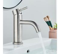 Bathroom Sink Faucet, Hot and Cold Mixer Tap, Deck Mounted Single Handle Basin Faucet, Matte Black Finish, Durable Construction, Easy Installation