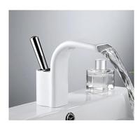 Bathroom Sink Faucet Hot & Cold Water Mixer Deck-Mounted Single Hole Bathtub Faucet Easy Installation for Modern Bathroom Decor (White)