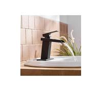 Bathroom Sink Faucet Matte Black Waterfall Square Body Angled Basin Dual Inlet Quality Ergonomic Fixture - Matte Black, One Size