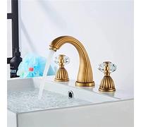 Bathroom Sink Faucet Retro, Brass Sink faucets, Cold and hot Water, 3 Holes Sink Mixer s, Two-Handle Sink Faucet, Gold,Antiquit?t