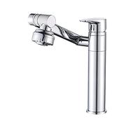 Bathroom Sink Faucet Single Handle Single Hole Basin Mixer Tap Brass Aerator Vessel Sink Faucet Hot And Cold Water with Rotate Faucet Bathroom Faucet Chrome,Tall