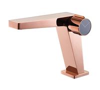 Bathroom Sink Faucet Single Handle Single Hole Bathroom Faucet Deck Mount Vessel Sink Faucet Brass Basin Mixer Tap Hot and Cold Water Lavatory Faucet Water Saving Basin Faucet,Zirconium Gold