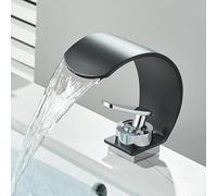 Bathroom Sink Faucet Tap Black Brass Wash Basin Faucets Single Handle Hot and Cold Waterfall Modern Elegant Deck Mount Mixer Tap