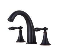 Bathroom Sink Faucet Three Holes Double Handle Retro Brass Basin Faucet,Model A