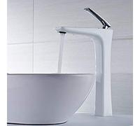 Bathroom Sink Faucet,Vanity Faucet,Above Counter Basin Cold &Hot Water Single Handle Mixer Tap Copper Washbasin Elegant Design Large High White Chrome Simple Vessel Faucet