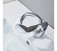 Bathroom Sink Faucet, Waterfall Bathroom Faucet for Bathroom Sink, Single Handle Single Hot and Cold Water Basin Mixer Tap, Brass Bathroom Faucets for Sink 1 Hole, Lavatory Vanity Sink Faucet,Chrome