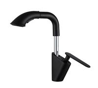 Bathroom Sink Faucet with Pull-Down Sprayer, Brass, Hot & Cold Water, Single Hole, Swivel, Matte Black Finish, Modern Design for Easy Use