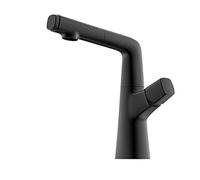 Bathroom Sink Faucet with Pull Down Sprayer Can Be Raised and Lowered 360 ° Rotation Mixer Tap Hot and Cold Single Handle Pull-Out Basin, Hole Lavatory,Black(Nero)