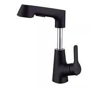 Bathroom Sink Faucet with Pull Down Sprayer Dual Mode hot and Cold Brass Single Handle Hole Basin Mixer Tap for,Grey(Nero)