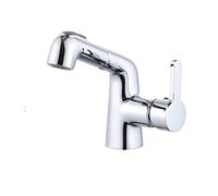 Bathroom Sink Faucet with Pull Down Sprayer Dual Mode hot and Cold Brass Single Handle Hole Pull-Out faucets Basin Mixer Tap,Black(Nero)